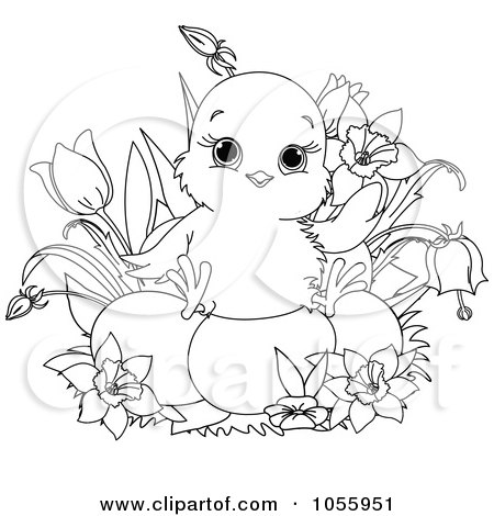 Easter Coloring Pages Print on Coloring Page Outline Of A Cute Chick Sitting On Easter Eggs