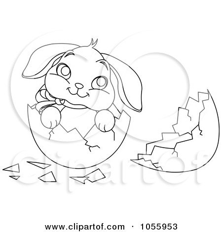 Bunny Coloring Pages on Coloring Page Outline Of A Cute Easter Bunny In A Broken Egg Shell By
