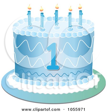 Baseball Birthday Cake on Art Print  Blue First Birthday Cake With Candles By Pams Clipart