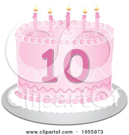 Birthday Cake  Candles on Of A Pink Tenth Birthday Cake With Candles By Pams Clipart  1055973