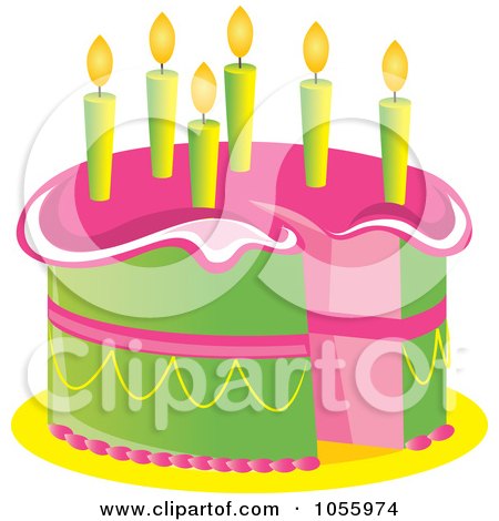 Birthday Cake Clip  on Free Vector Clip Art Illustration Of A Pink And Green Birthday Cake