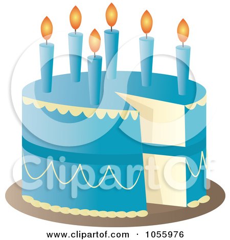 Birthday Cake Picture on Art Illustration Of A Blue Birthday Cake With Candles By Pams Clipart