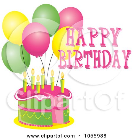  Birthday Party on With Candles  Party Balloons And Happy Birthday Text By Pams Clipart
