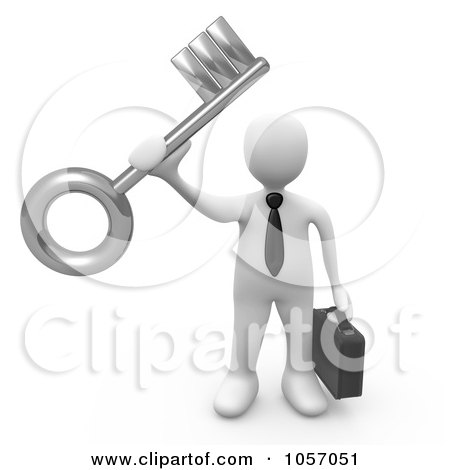 Royalty-Free CGI Clip Art Illustration of a 3d White Businessman Holding A
