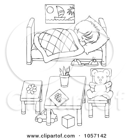 coloring page bedroom