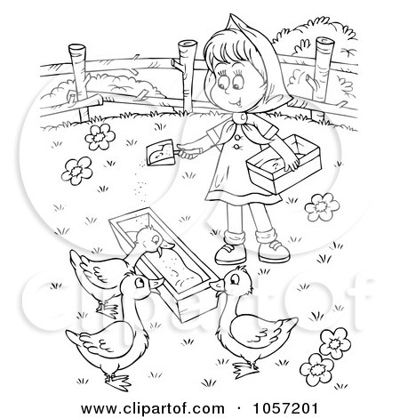 Farm Coloring Pages on Coloring Page Outline Of A Farm Girl Feeding Geese By Alex Bannykh