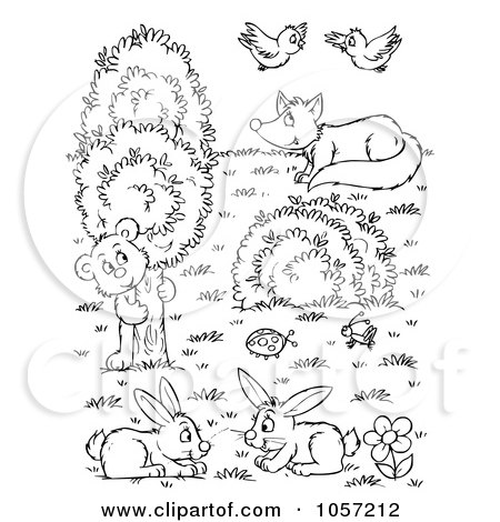 Animal Coloring Pages on Of A Coloring Page Outline Of A Scene Of Wild Animals By Alex