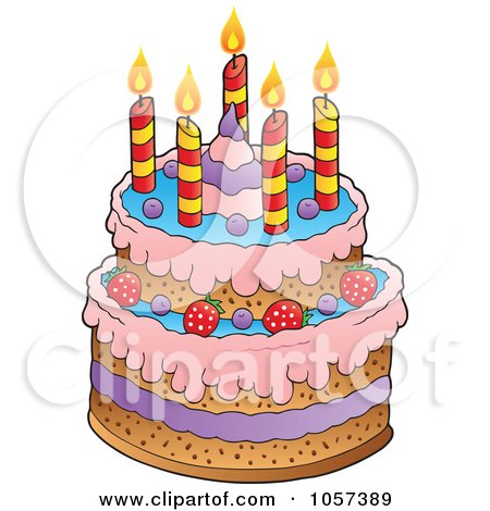 Free Vector Birthday on Royalty Free Vector Clip Art Illustration Of A Birthday Cake With