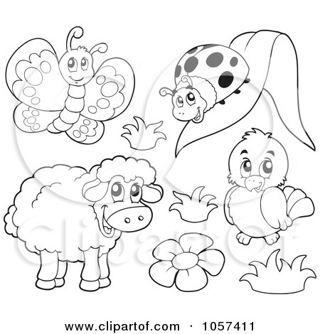 Ladybug Coloring Pages on Coloring Page Outline Of A Butterfly  Ladybug  Bird And Sheep By