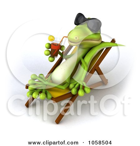 Lounge Chairs on 3d Gecko Sipping A Beverage And Resting On A Lounge Chair   2 By Julos