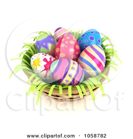 easter eggs in a basket pictures. 3d Easter Eggs In A Basket