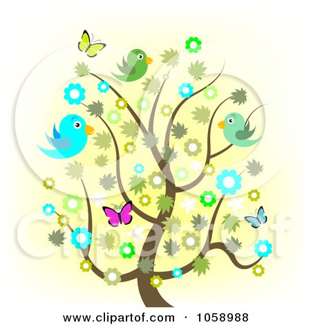 clip art tree of life. Spring Tree With Flowers