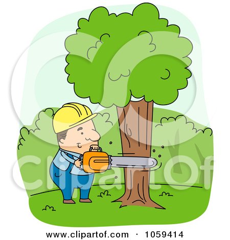 Vector Royalty on Royalty Free Vector Clip Art Illustration Of A Logger Cutting Down A