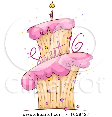 Birthday Cake Photo on Clip Art Illustration Of A Sweet 16 Birthday Cake By Bnp Design Studio