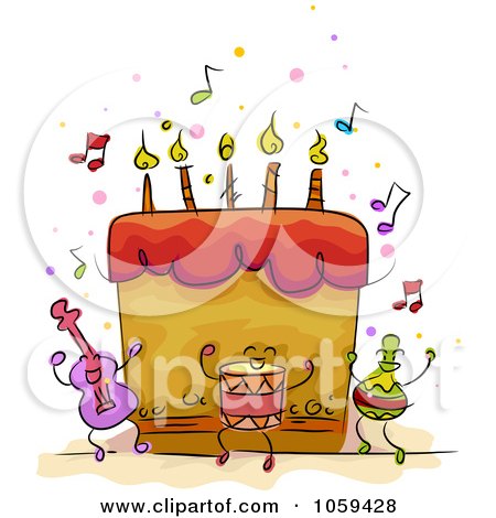 Birthday Cake Clip  Free on Royalty Free Vector Clip Art Illustration Of A Musical Birthday Cake