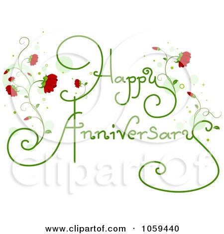 Happy Anniversary Text With Red Flowers Posters Art Prints