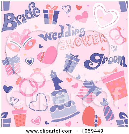 Clip Art Illustration of a Seamless Pink Bridal Shower Background by BNP