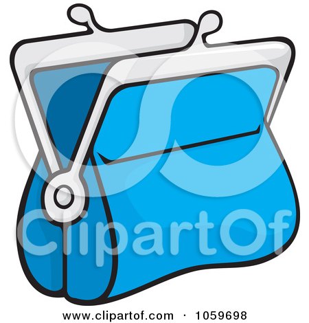 Free Vector Clip Art Illustration of a Blue Coin Purse by Any Vector