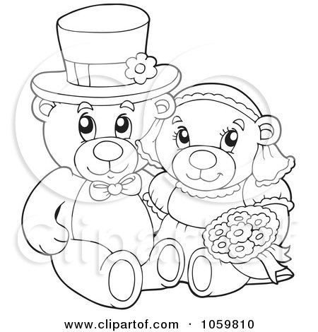 Bear Coloring Pages on Of A Coloring Page Outline Of A Teddy Bear Wedding Couple By Visekart