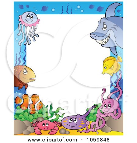 Vector Illustration Free on Royalty Free Vector Clip Art Illustration Of A Sea Life Frame Around