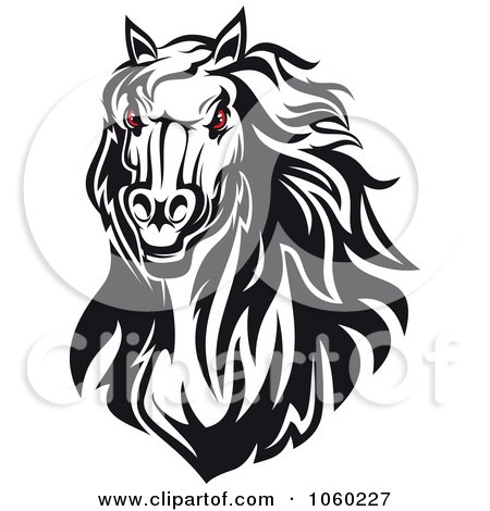 RoyaltyFree Vector Clip Art Illustration of a Red Eyed Horse Head Logo 3