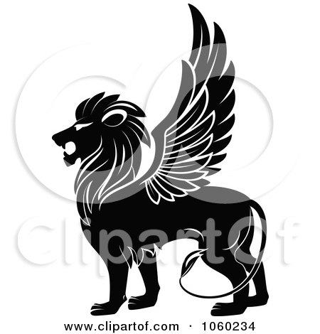 Logo Design Lion on Clipart Outlined Winged Lion Profile   Royalty Free Vector