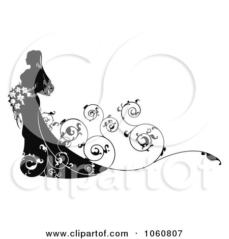 Free Vector on Royalty Free Vector Clip Art Illustration Of A Silhouetted Bride With