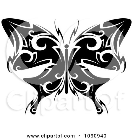 Art Illustration of a Unique Black And White Butterfly Tattoo Design 1