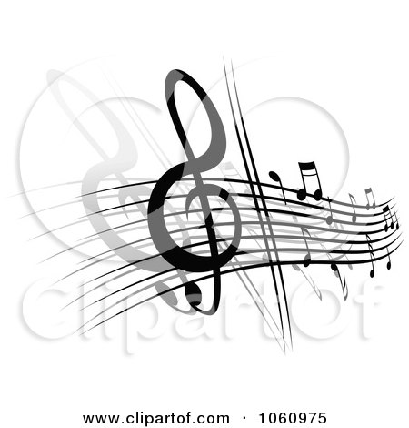 RoyaltyFree Vector Clip Art Illustration of a Background Of Staff And Music 