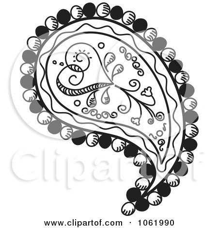 clipart heart black and white. Clipart Heart Paisley Design