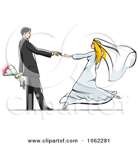 Clipart Dancing Wedding Couple 2 Royalty Free Vector Illustration by