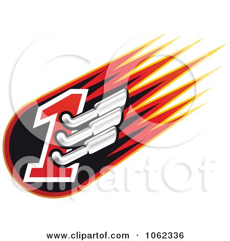 Auto Racing Clip  Graphic on Clipart Racing Number One With Mufflers 1   Royalty Free Vector