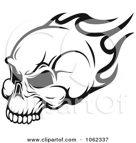 Logo Design Love on Clipart Black And White Flaming Skull Logo 3   Royalty Free Vector