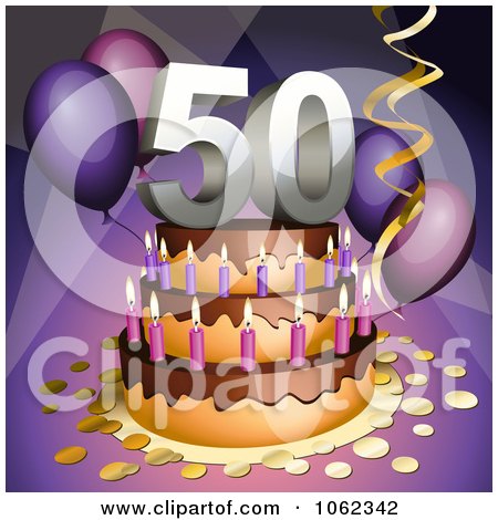 60th Birthday Cake on Clipart 3d 50th Birthday Or Anniversary Party Cake   Royalty Free