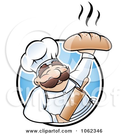 Logo Design Clipart on Clipart Happy Baker Holding Up Bread Logo   Royalty Free Vector