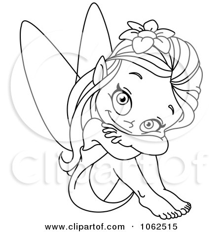 Small Tattoo Designs on Clipart Sitting Fairy Outline   Royalty Free Vector Illustration By