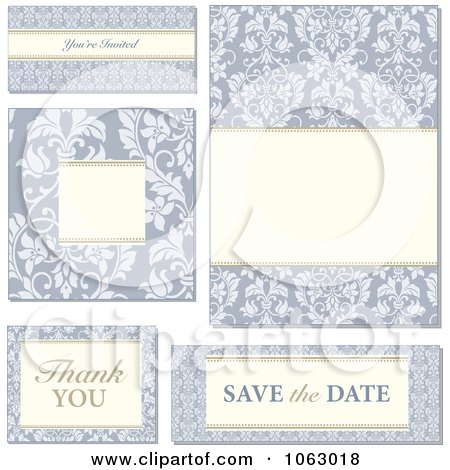 Clipart Blue Floral Wedding Design Elements Digital Collage Royalty Free 