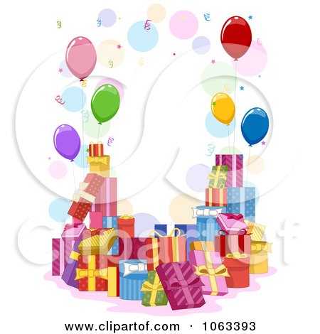 Birthday Vector on Clipart Frame Of Birthday Gifts And Balloons   Royalty Free Vector