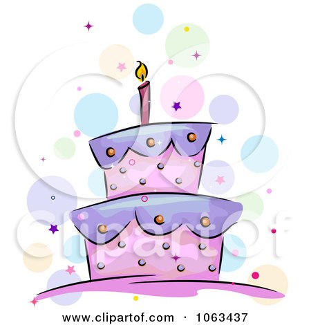 Cartoon Birthday Cake on Clipart Purple And Pink Birthday Cake   Royalty Free Vector