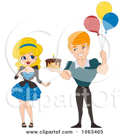 Birthday Cake Man. Birthday Cake And Balloons