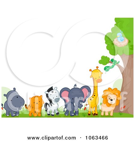 Airplane Coloring on Clipart Border Of Wild Animals By A Tree Royalty Free Vector