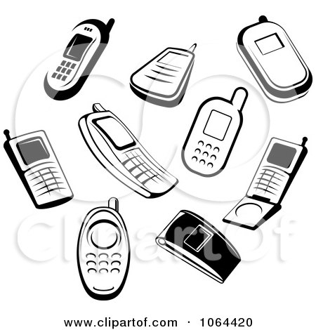 Funny Black  White Pictures on Clipart Black And White Cell Phones Digital Collage   Royalty Free