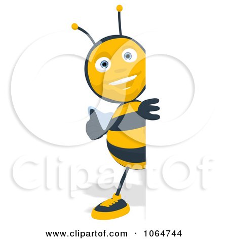  - 1064744-Clipart-Cartoon-Thumbs-Up-Bee-With-A-Blank-Sign-1-Royalty-Free-CGI-Illustration