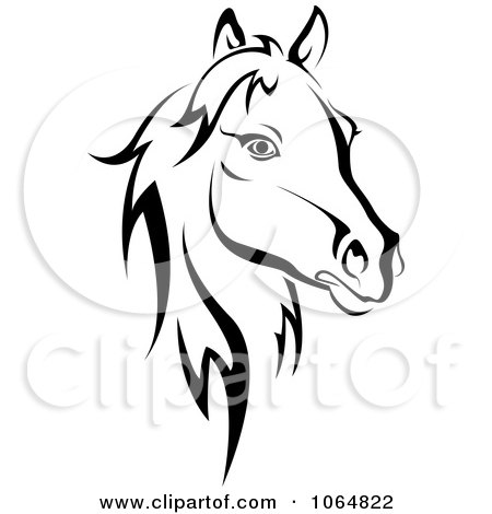 Horse Coloring Sheets on Clipart Horse Head Logo In Black And White 2   Royalty Free Vector