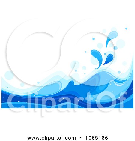 Ocean Wall on Clipart Blue Sea Waves Background 2   Royalty Free Vector Illustration