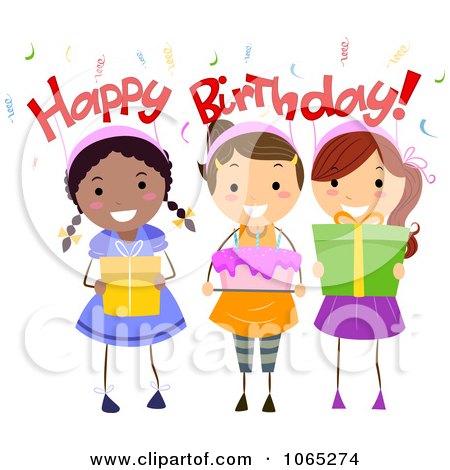 Happy Birthday Coloring Pages For Girls. Clipart Happy Birthday Girls