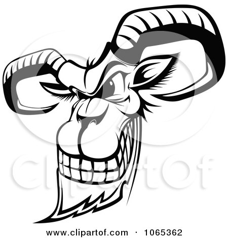 Clipart Outlined Evil Goat - Royalty Free Vector Illustration by