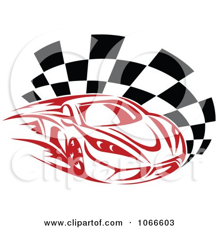 Car And Checkered Flag