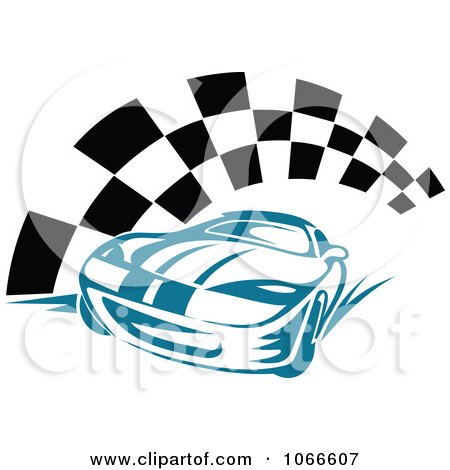 Free  Vector  on Clipart Blue Race Car And Checkered Flag   Royalty Free Vector