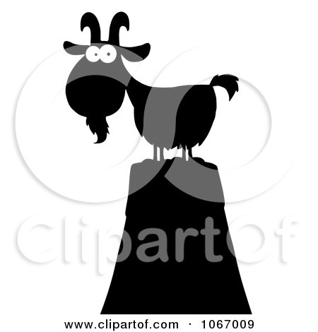 Clipart Silhouetted Mountain Goat With White Eyes Royalty Free Vector 